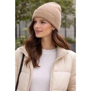 TNA Ribbed Tan Wool Knit Cap Cuffed Beanie One Size